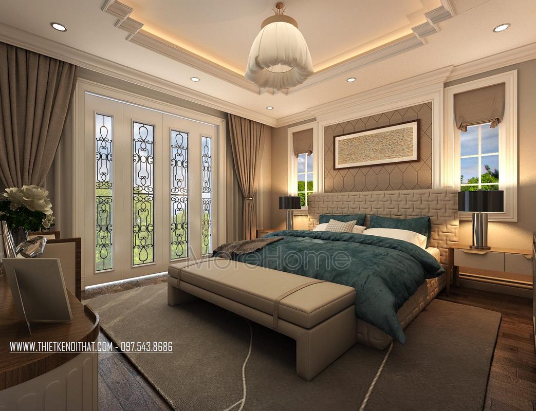 Thiết kế nội thất phòng ngủ biệt thự Vinhomes Riverside Long Biên Hà Nội